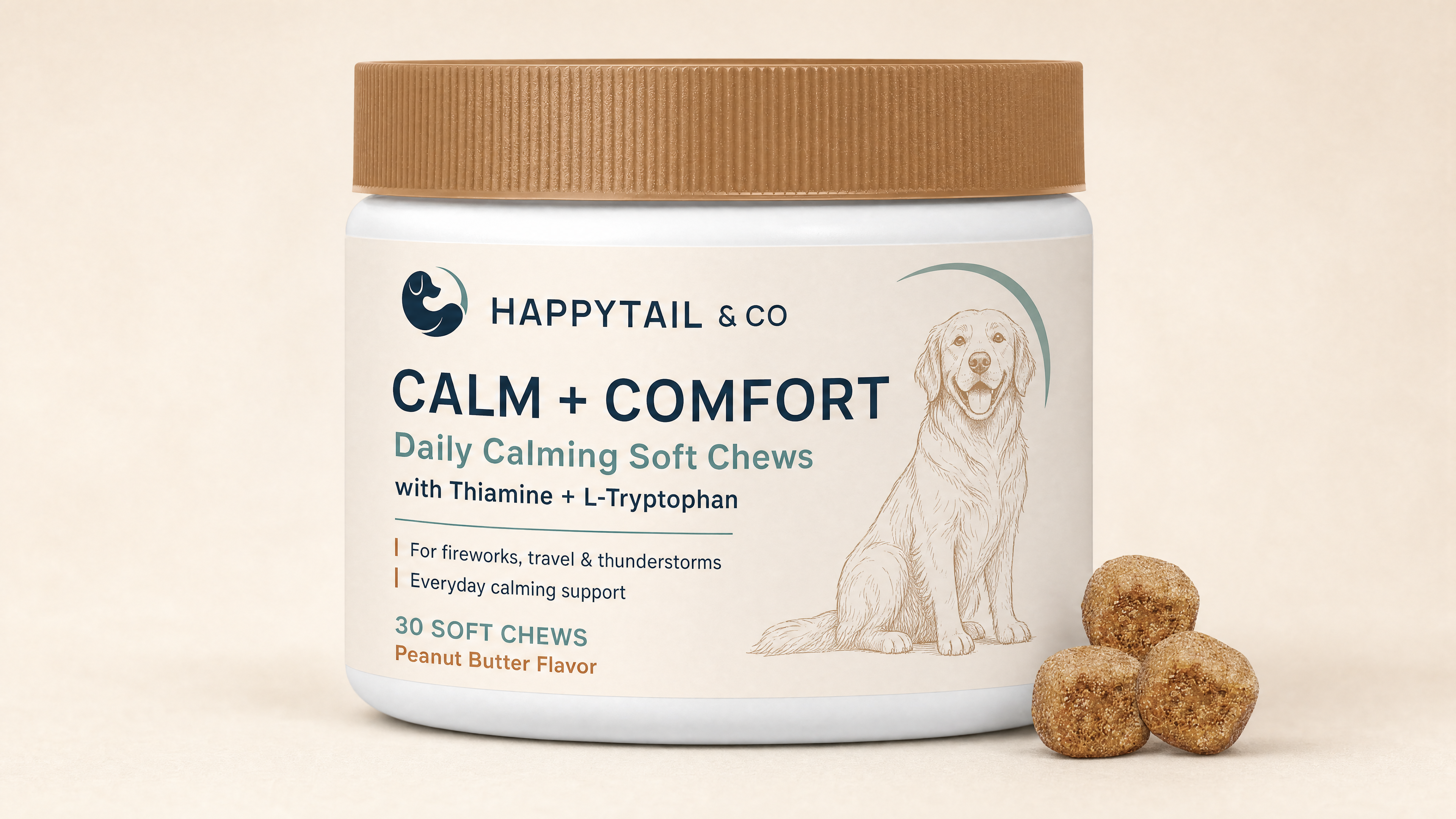 HappyTail & Co. Calm Support Chews - Calming Support for Dogs